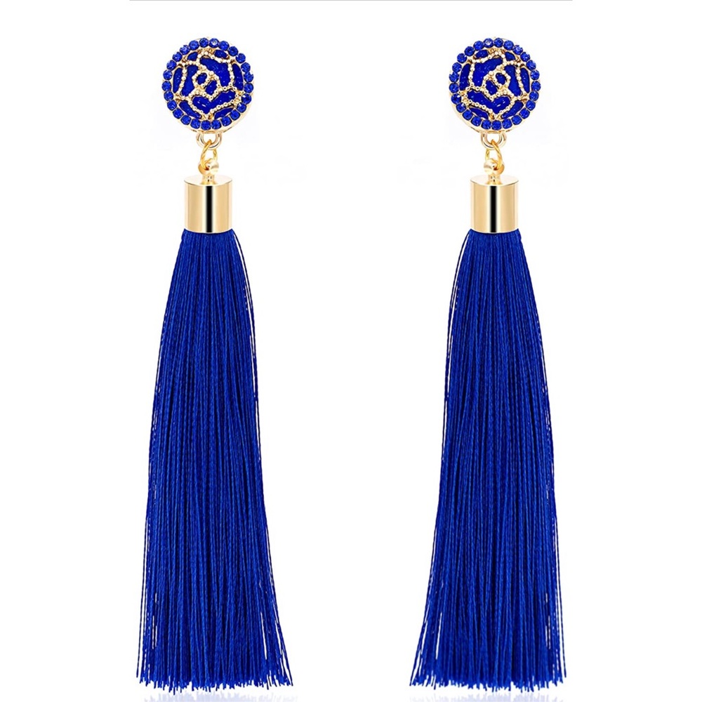 Blue Tassel Earrings